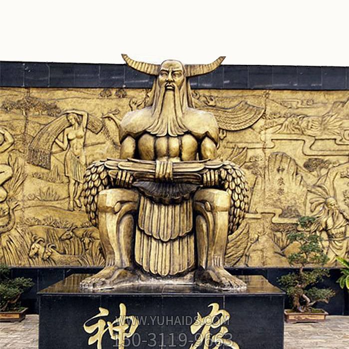 雕塑雕塑 中國神話傳說人物五榖神農大帝玻璃鋼仿銅<a href=
