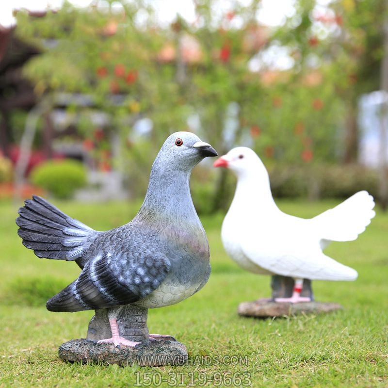 公園草坪創意童趣仿真動物鴿子雕塑