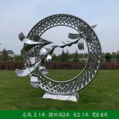 不銹鋼鏤空創意抽象動物圓環擺件