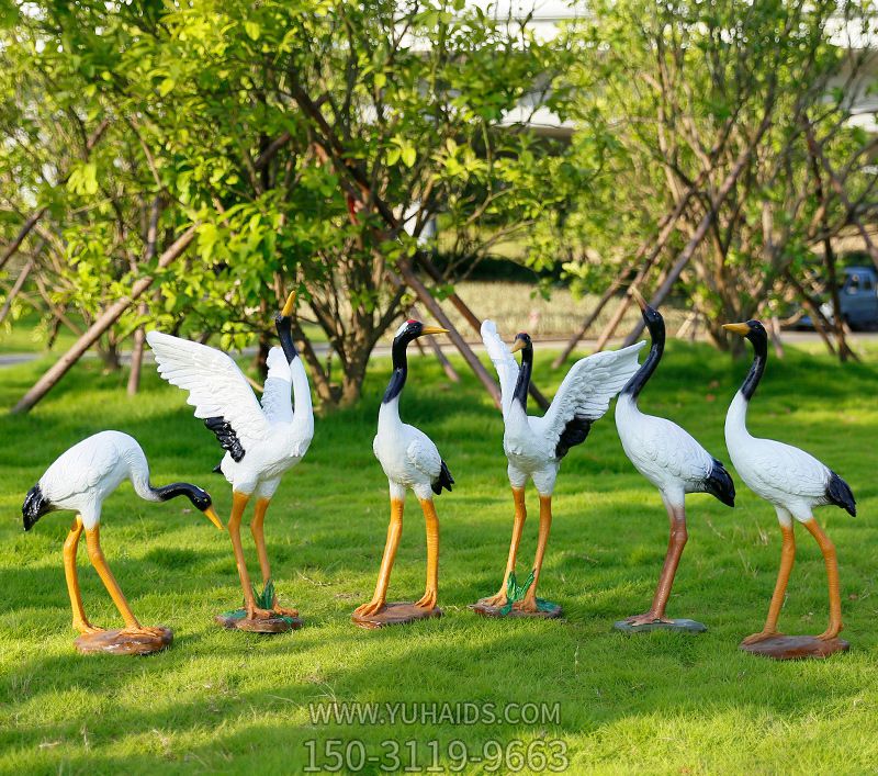 公園玻璃鋼彩繪創意鶴雕塑