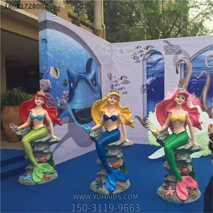 玻璃鋼卡通美人魚雕塑 彩繪動(dòng)漫人物游樂(lè)場(chǎng)公園幼兒園裝飾擺件