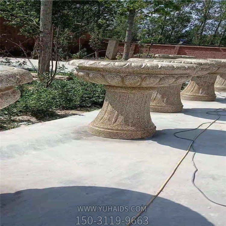 花崗巖石材花盆，園林大花壇花缽雕塑