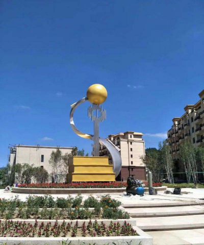 商廈創意抽象公園不銹鋼鑰匙雕塑