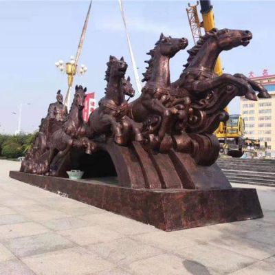 大型馬車雕塑，廣場馬拉車景觀雕塑
