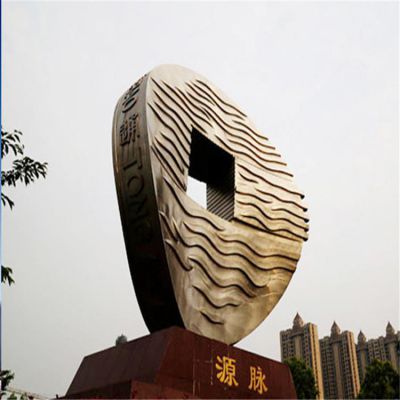 廣場小區不銹鋼戶外園林景觀銅錢雕塑擺件