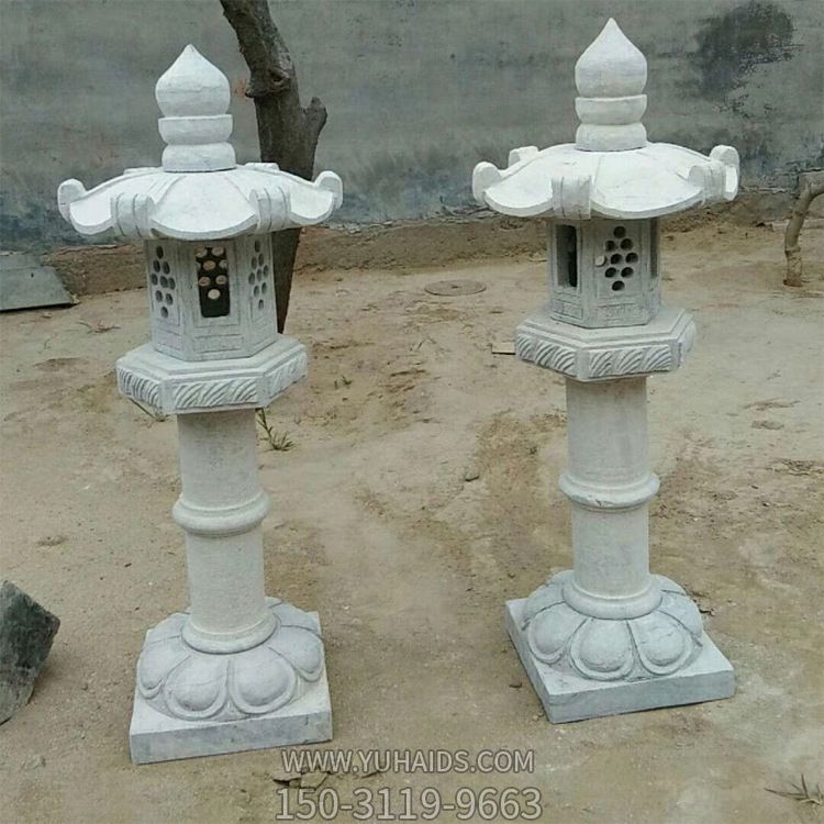 仿古大理石地?zé)魬?hù)外花園擺件太陽(yáng)能中式石燈雕塑