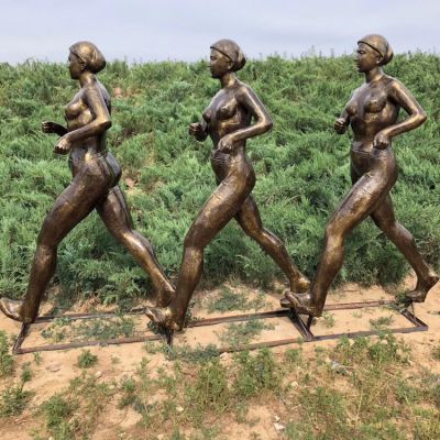 競(jìng)走，玻璃鋼仿銅美女雕塑