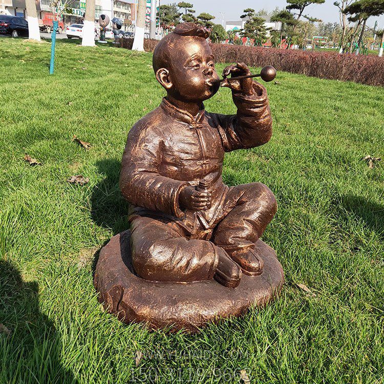 童趣系列人物，吹泡泡的小男孩雕塑