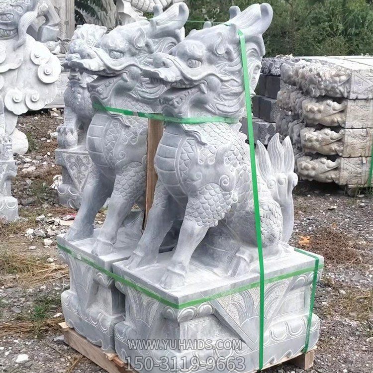 青石麒麟，石雕麒麟圣獸雕塑