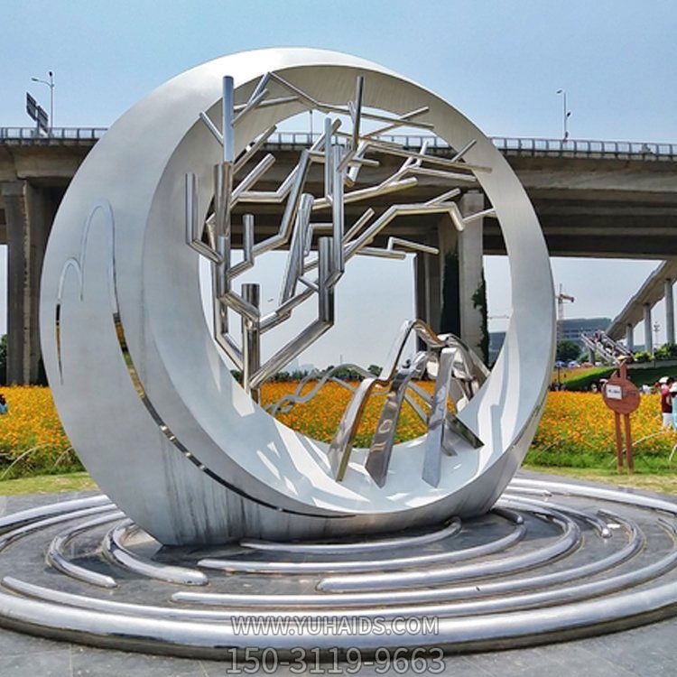 不銹鋼戶(hù)外園林景觀(guān)圓環(huán)雕塑