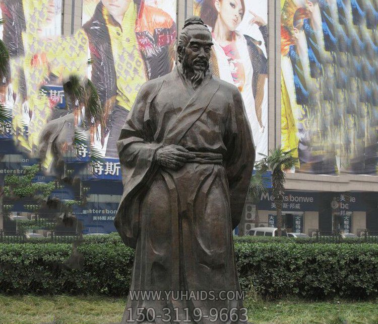 商場商業街鑄造古代名人李時珍銅雕塑