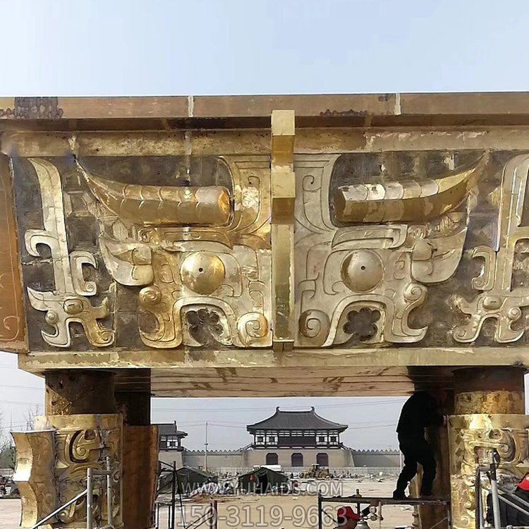 戶(hù)外大型鑄銅噴漆鼎雕塑