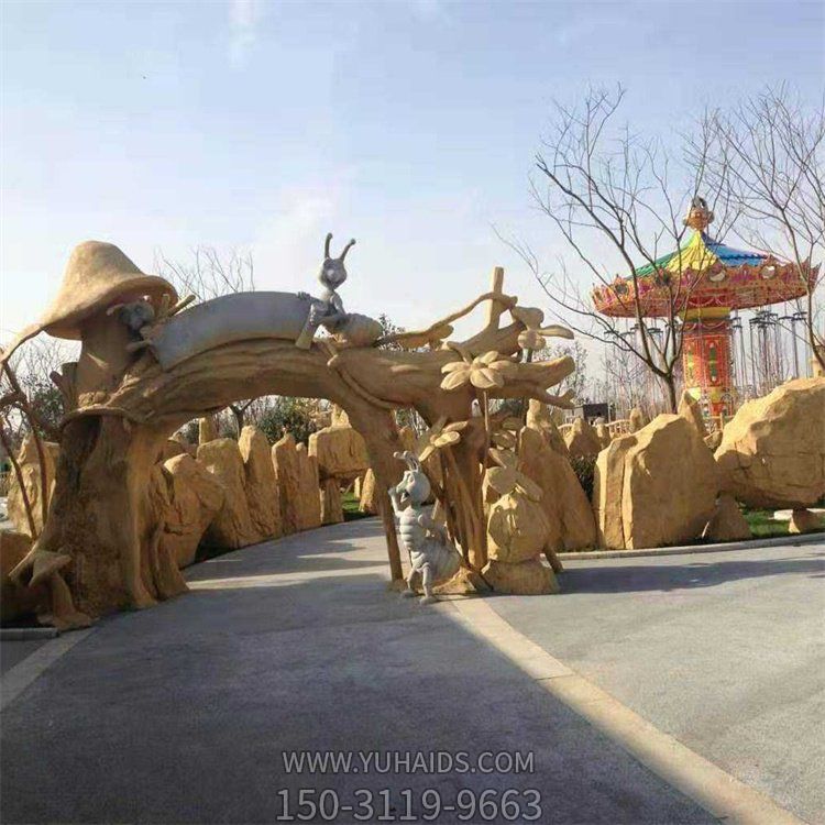 戶外游樂(lè)場(chǎng)大型創(chuàng)意玻璃鋼門(mén)頭拱門(mén)擺件雕塑
