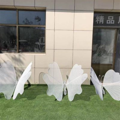 戶(hù)外園林草坪不銹鋼創(chuàng)意抽象蝴蝶雕塑