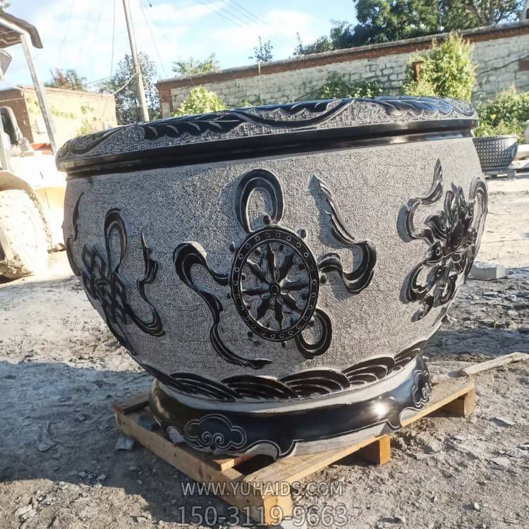 仿古做舊青石石雕戶外庭院大型養(yǎng)魚(yú)種花魚(yú)缸雕塑