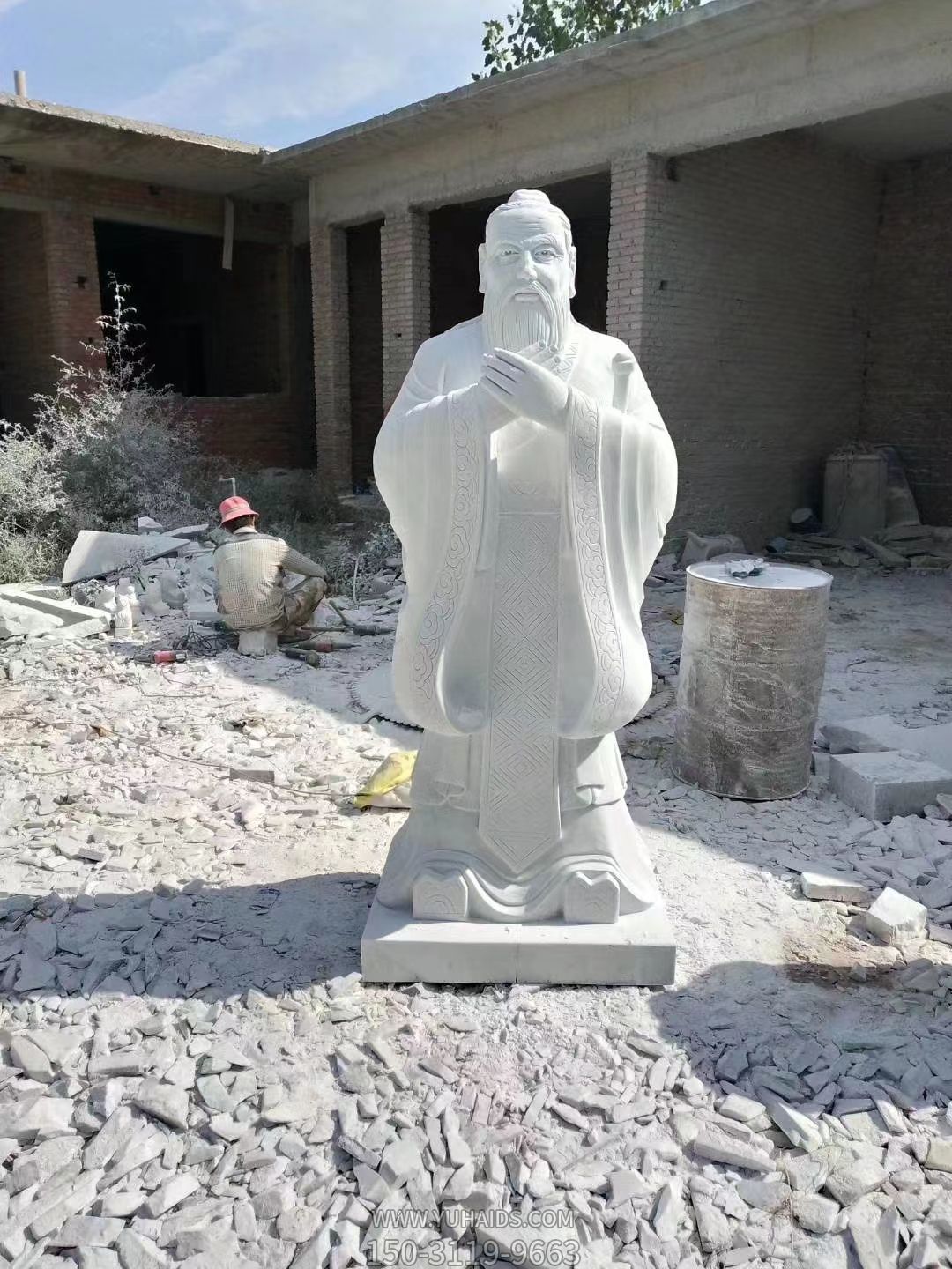 漢白玉孔子,中國古代著名教育家思想家孔子石雕像雕塑