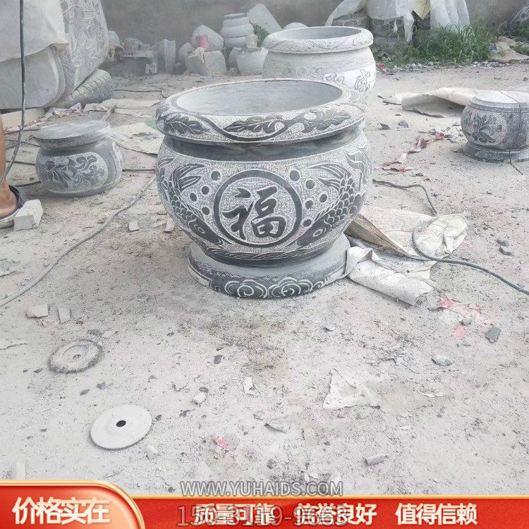 大理石石雕園林景觀種花養魚魚缸雕塑