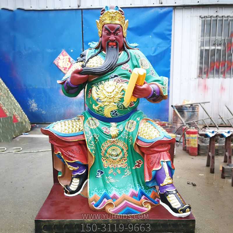 玻璃鋼彩繪大型景觀(guān)景區(qū)寺廟關(guān)公雕塑