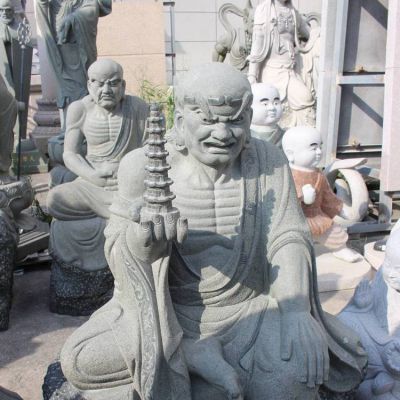 寺廟青石石雕戶(hù)外園林景觀十八羅漢雕塑