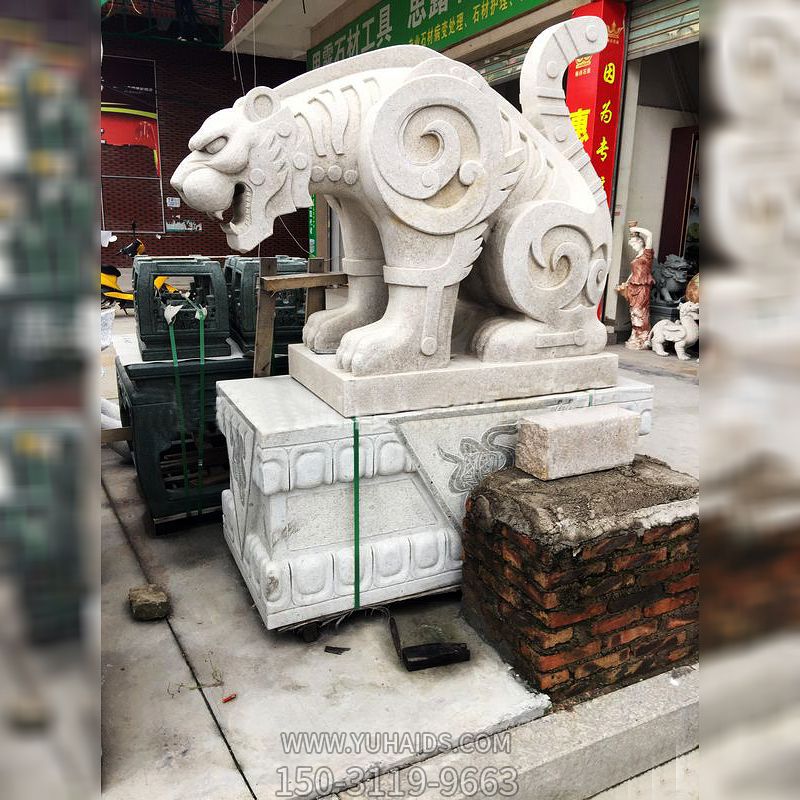 寺廟漢白玉創意仿古豹子雕塑
