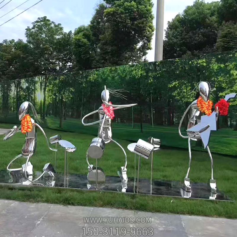 公園不銹鋼抽象彈奏樂器的人物雕塑 公園不銹鋼抽象彈奏樂器的人物雕塑