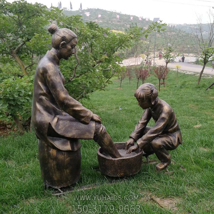 給媽媽洗腳，中國(guó)傳統(tǒng)禮儀，孝道主題人物雕塑