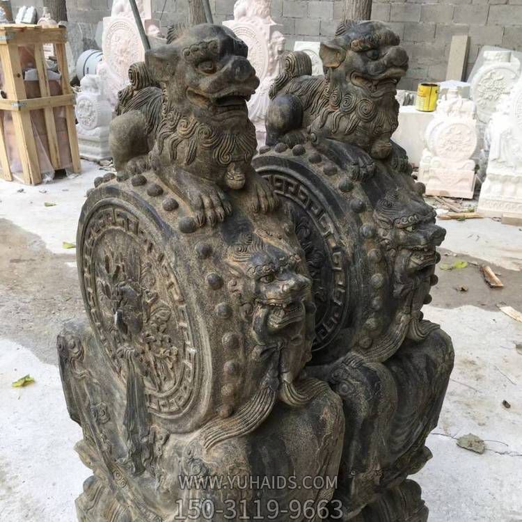 石雕漢白玉門(mén)墩抱鼓石一對(duì)石鼓麒麟雕塑