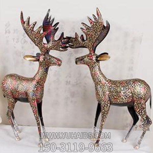 動(dòng)物園不銹鋼仿銅戶(hù)外景區(qū)梅花鹿雕塑