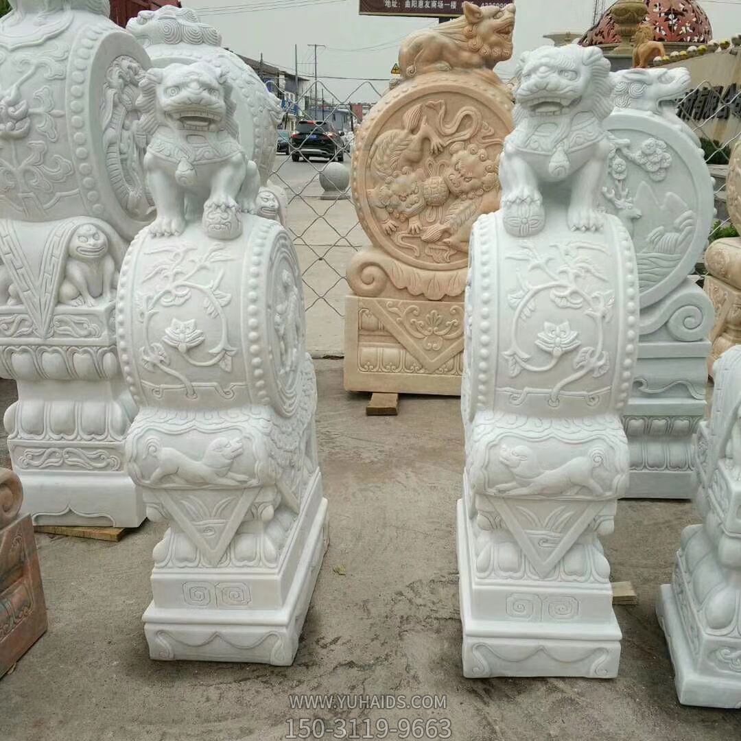 景區廣場漢白玉獅子石鼓石雕門墩抱鼓石 景區廣場漢白玉獅子石鼓石雕門墩抱鼓石