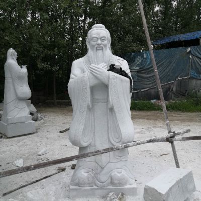 孔子石雕像，漢白玉大理石石雕孔圣人