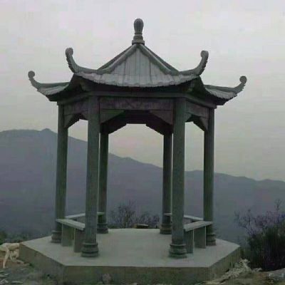 戶外景區(qū)石雕大型中式涼亭雕塑