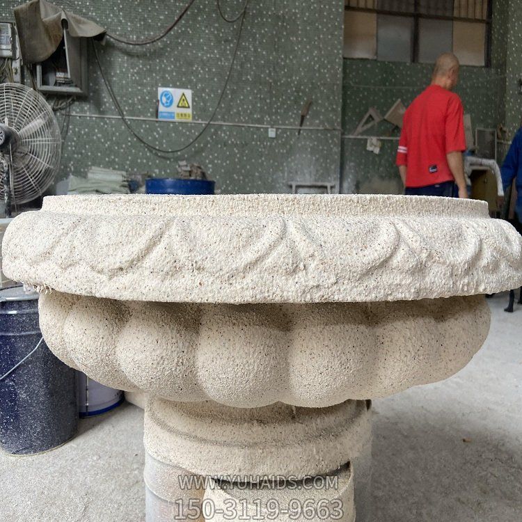 砂石石雕戶外景區園林花盆雕塑
