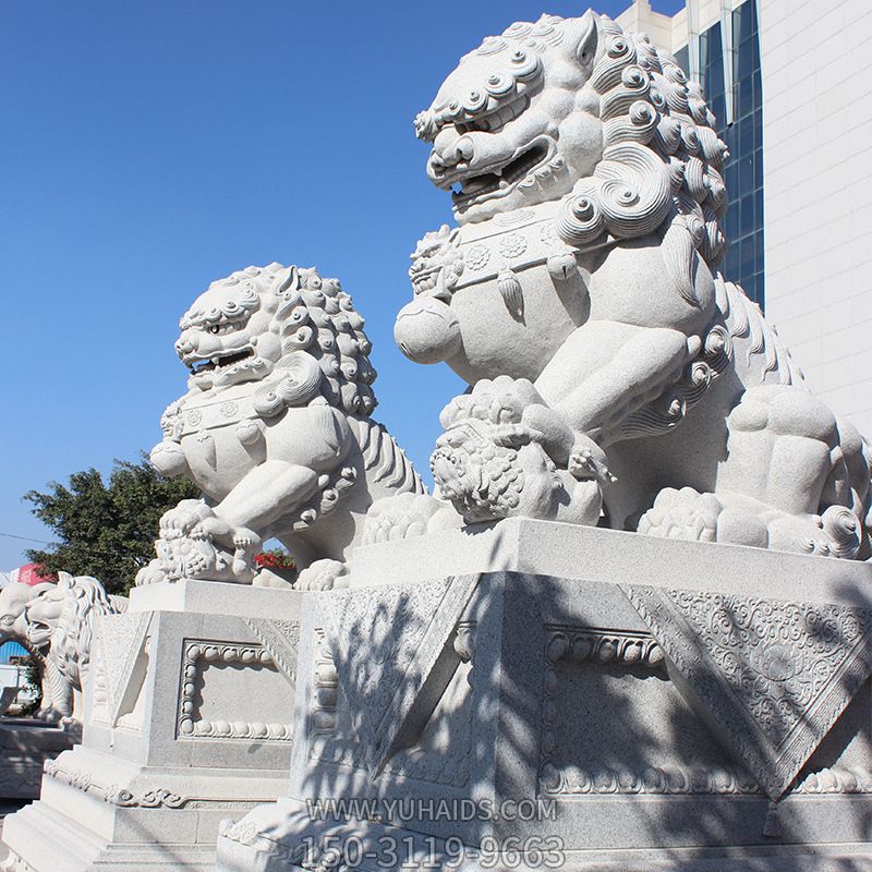 大理石石雕大型仿真鎮宅招財動物獅子雕塑 大理石石雕大型仿真鎮宅招財動物獅子雕塑