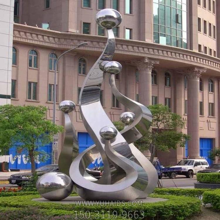 商業街擺放不銹鋼抽象藝術景觀雕塑