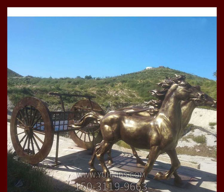 景區(qū)廣場(chǎng)擺放鑄造黃銅馬車(chē)雕塑