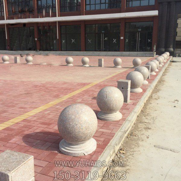 大理石材圓球路障石墩校園門(mén)口擺放石墩子雕塑