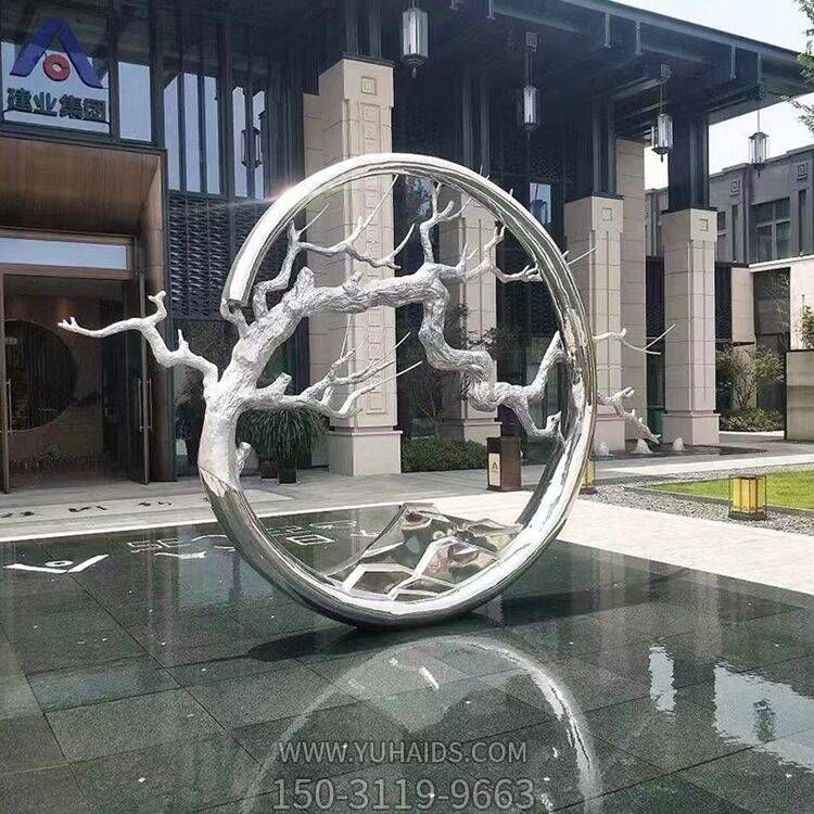 酒店會(huì)所不銹鋼鏡面樹枝圓環(huán)雕塑 酒店會(huì)所不銹鋼鏡面樹枝圓環(huán)雕塑