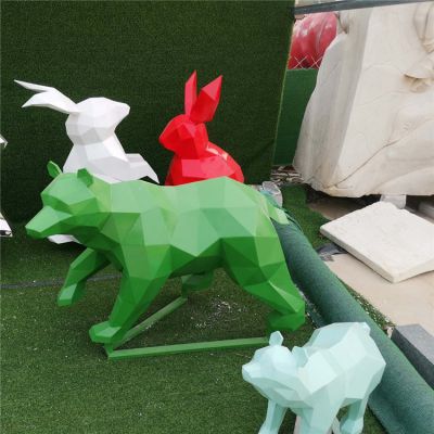 公園不銹鋼動物羊雕塑作品圖片大全