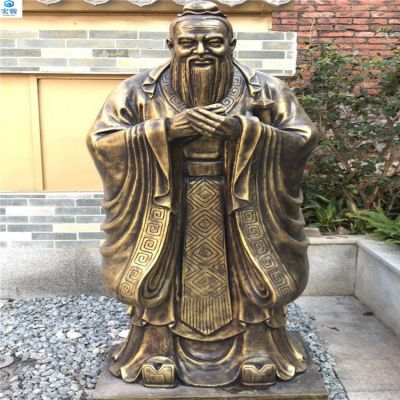 鑄銅孔子雕塑，純黃銅鑄造的歷史名人銅像