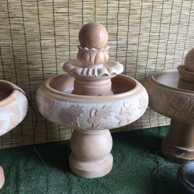 晚霞紅大理石風(fēng)水球水缽，室內(nèi)家用小型招財擺件