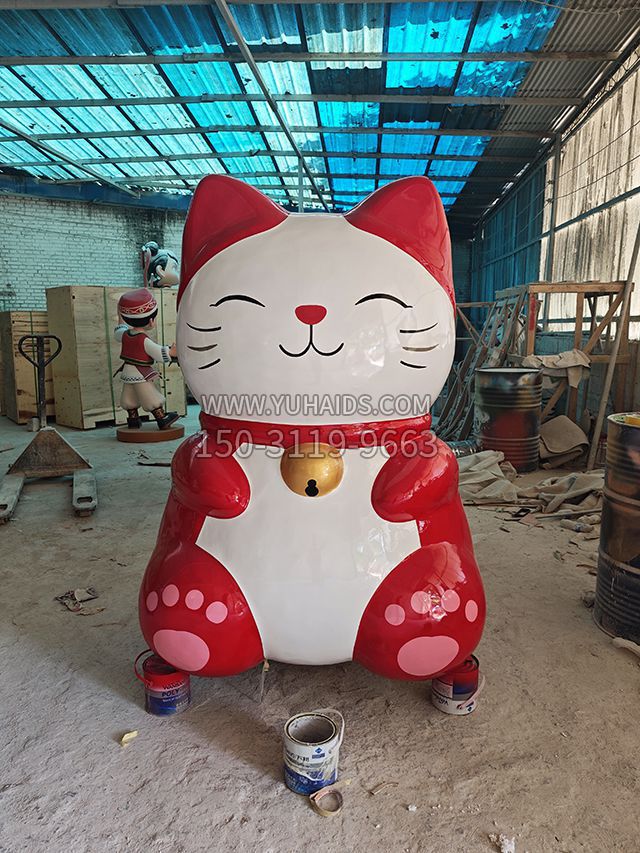 泡沫雕刻招財貓商超門市美陳雕塑