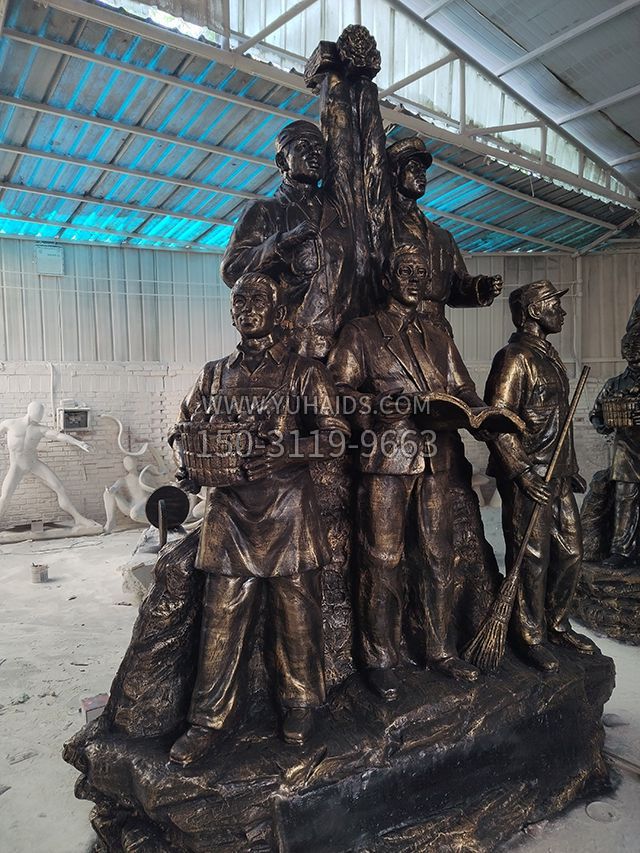 玻璃鋼仿銅勞動人物雕塑