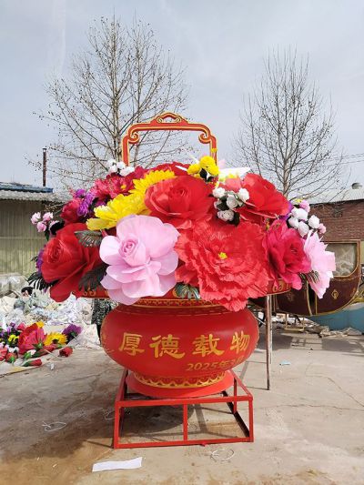 玻璃鋼大花籃學校景觀雕塑