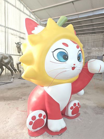 玻璃鋼卡通貓咪,招財貓雕塑